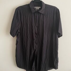 Lightweight Black Seersucker camp collar shirt